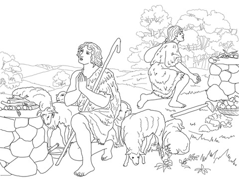 Cain And Abel Sacrifice To God Coloring Page